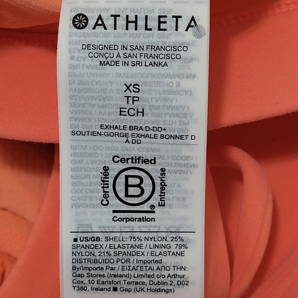 Athleta Exhale Bra D-DD+ Coral Orange Peach Sports Bra Women's Size XS - Picture 4 of 8